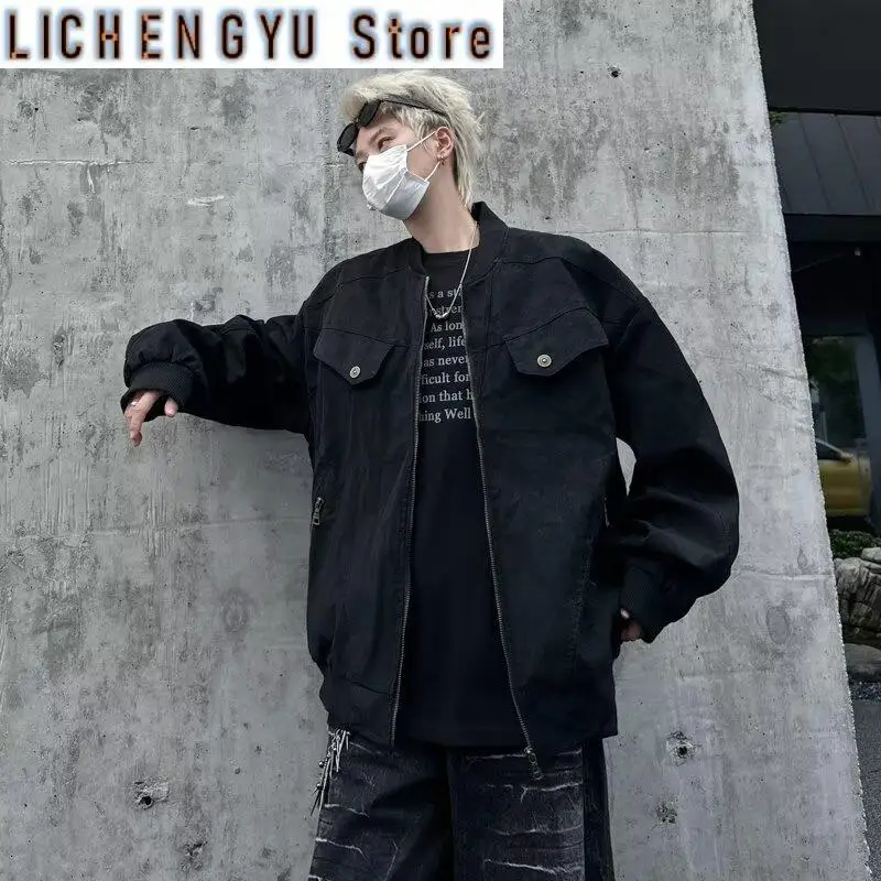 

American Corduroy Retro Zipper Design Harrington Jacket for Men's Autumn Winter High Street Versatile Pilot Baseball Collar Coat
