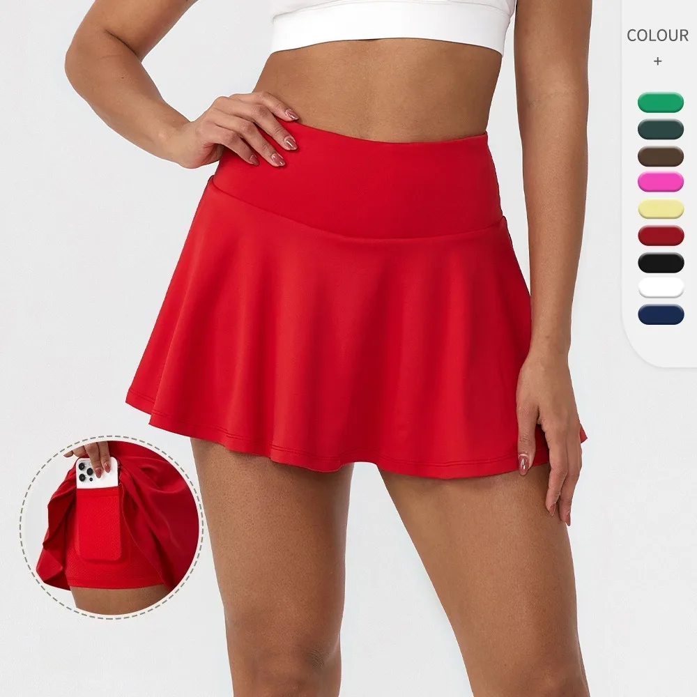 

Женская летняя теннисная юбка-шорты с высокой талией, быстросохнущая, 2 в 1, для бега, фитнеса, йоги, спортивная мини-юбка с защитой от натирания