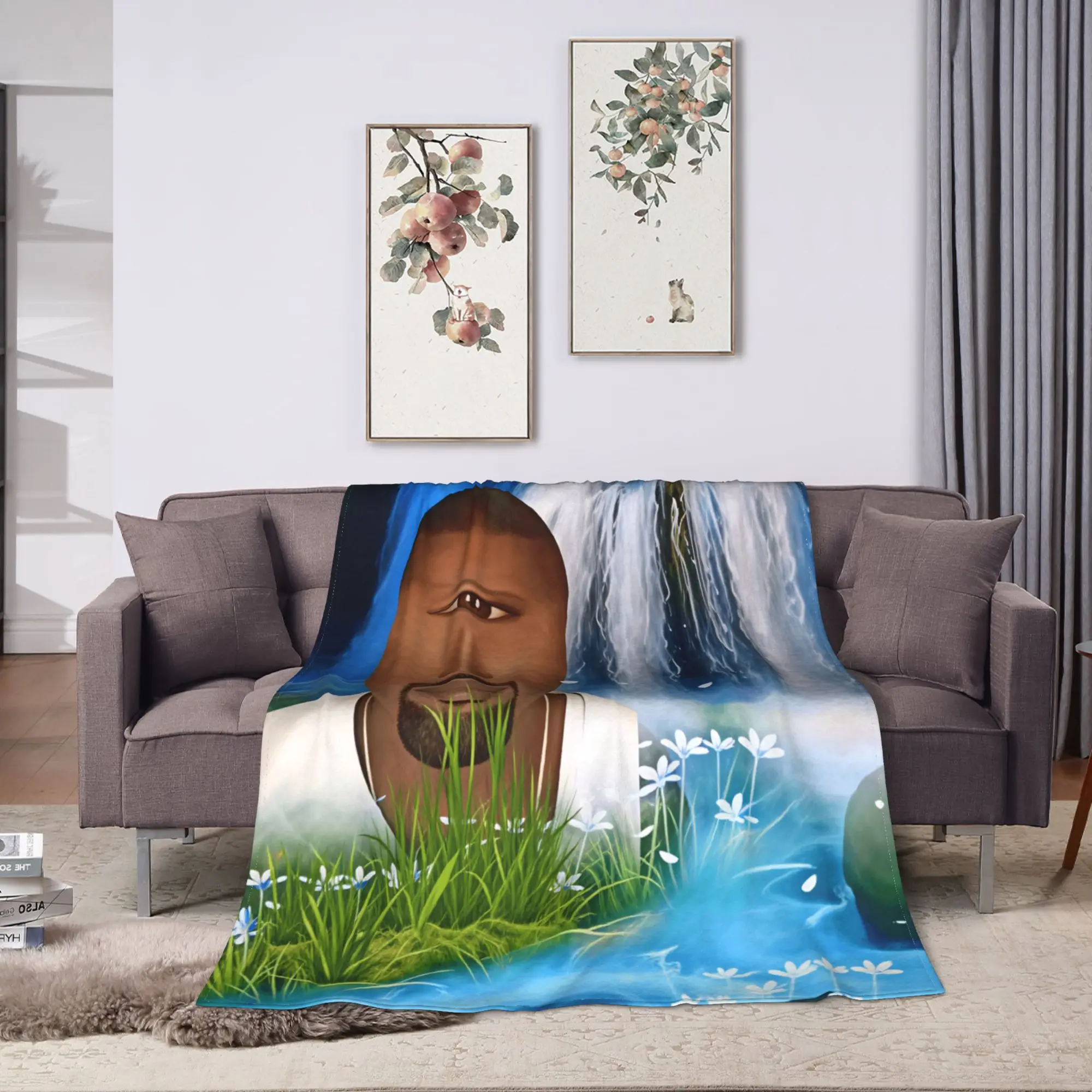 Kanye West Meme Flannel Blanket Winter  Warm Soft Throw Blanket for Boy Girl Couch Chair Fluffy Bedspread Sofa Bed Cover