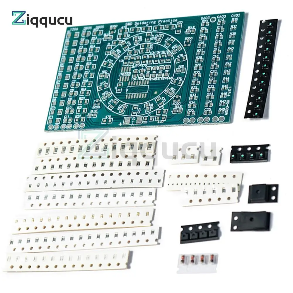 DIY SMD SMT Welding Practice Soldering Skill Training Board 3-12V Water Flowing Led DIY Kit for School Learning Project