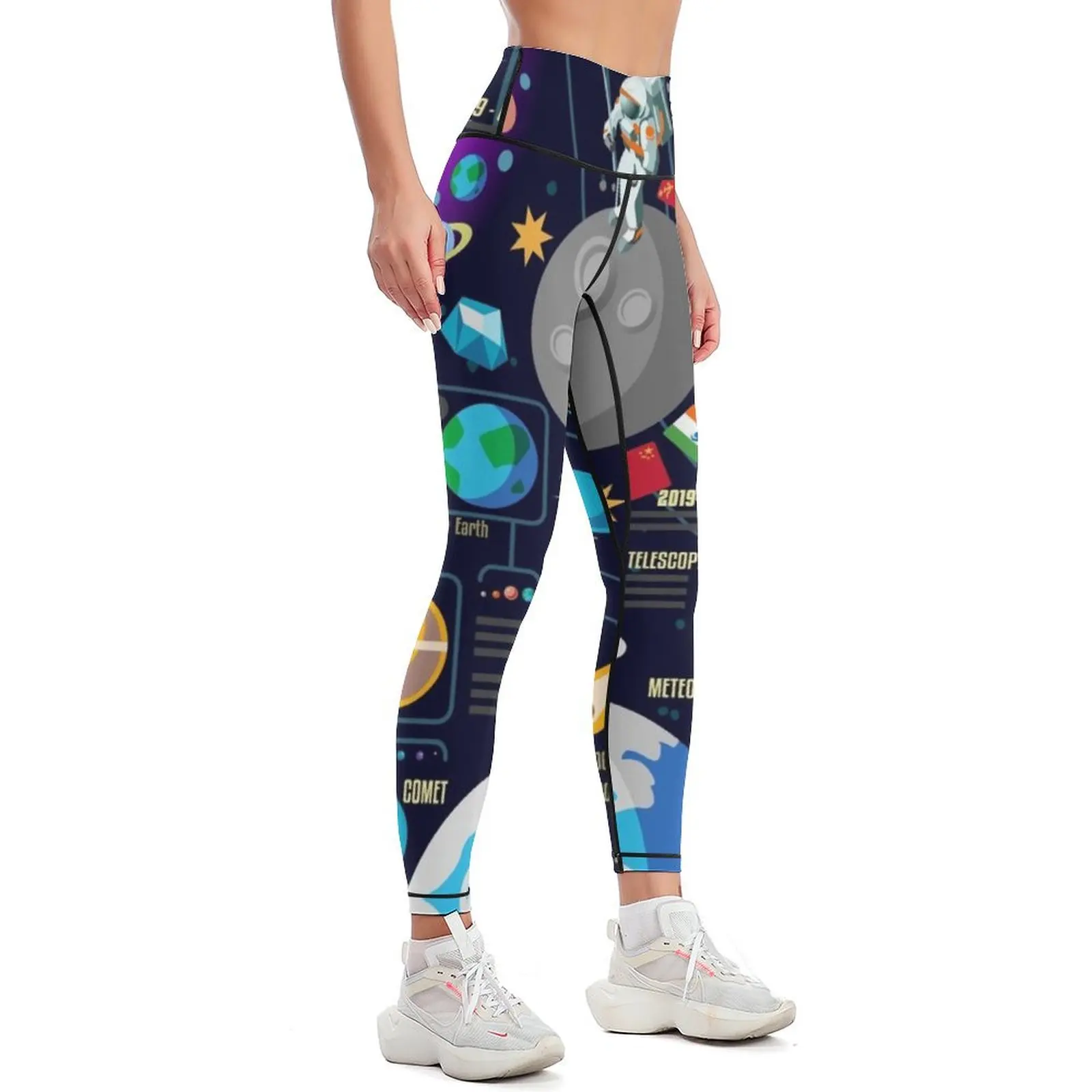 Space Universe Infographics Big Bang Leggings push up legging high waist Womens Leggings