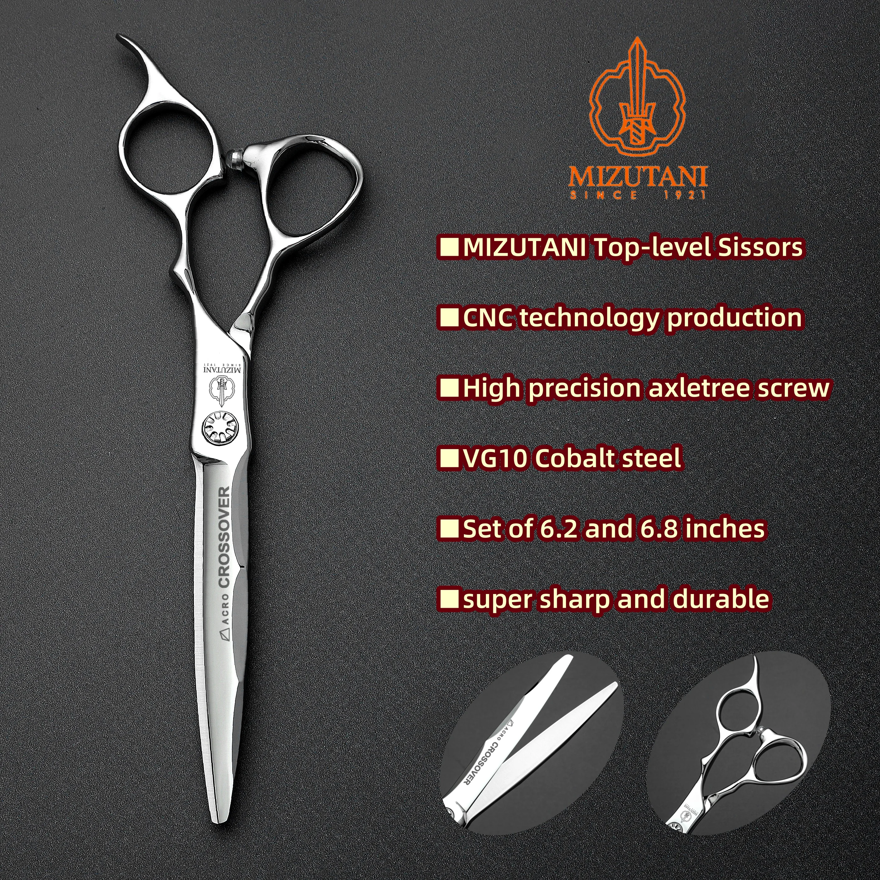 

MIZUTANI-CNC Technology Barber Sissors, Top-level, VG10, Cobalt Steel, Flat Shears Set of 6.2-6.8 Inches, Barbershop Accessories