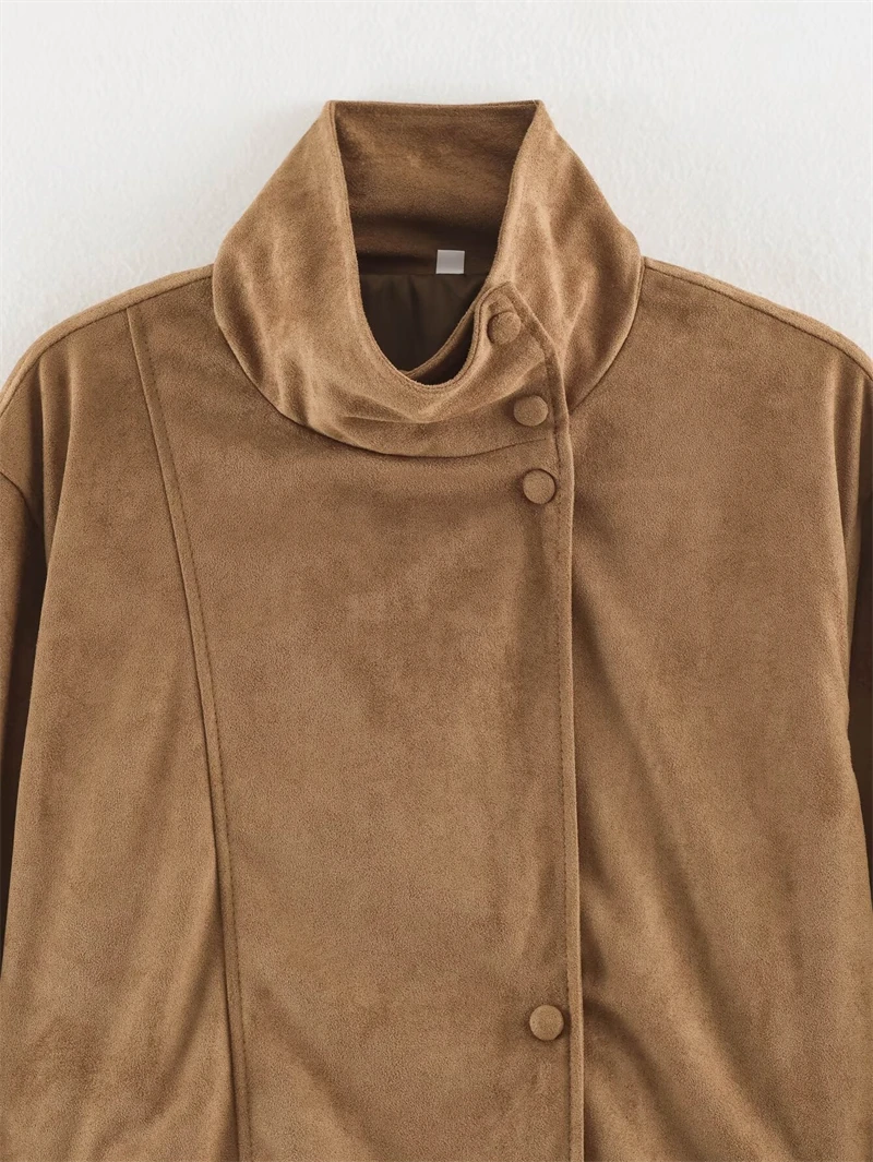 uobioziy 2026 Fall Waist-Cinching Collarless Jacket Classic Style Slim-Fit Cut Jacket with Delicate Button Details Vintage