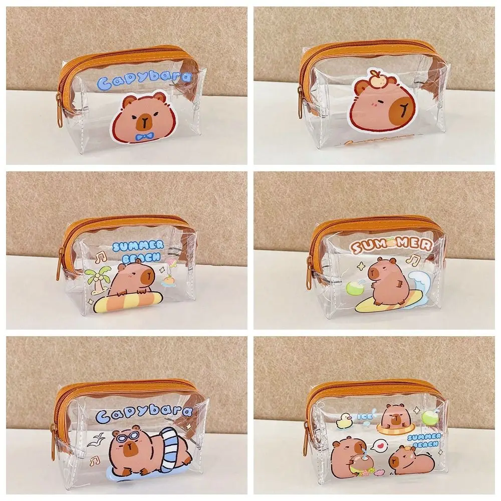 Creative Cartoon Capybara Coin Purse PVC Small Item Bag Lipstick Storage Bag Cosmetic Bag Wallet Transparent Change Bag Women