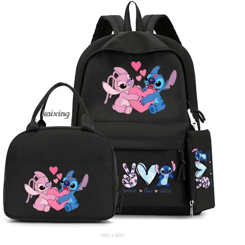 3Pcs/Set Lilo And Stitch Backpacks Lunch Bag Pencil Bag Teen Women Men School Students Backpack Cartoon School Bag Mochila