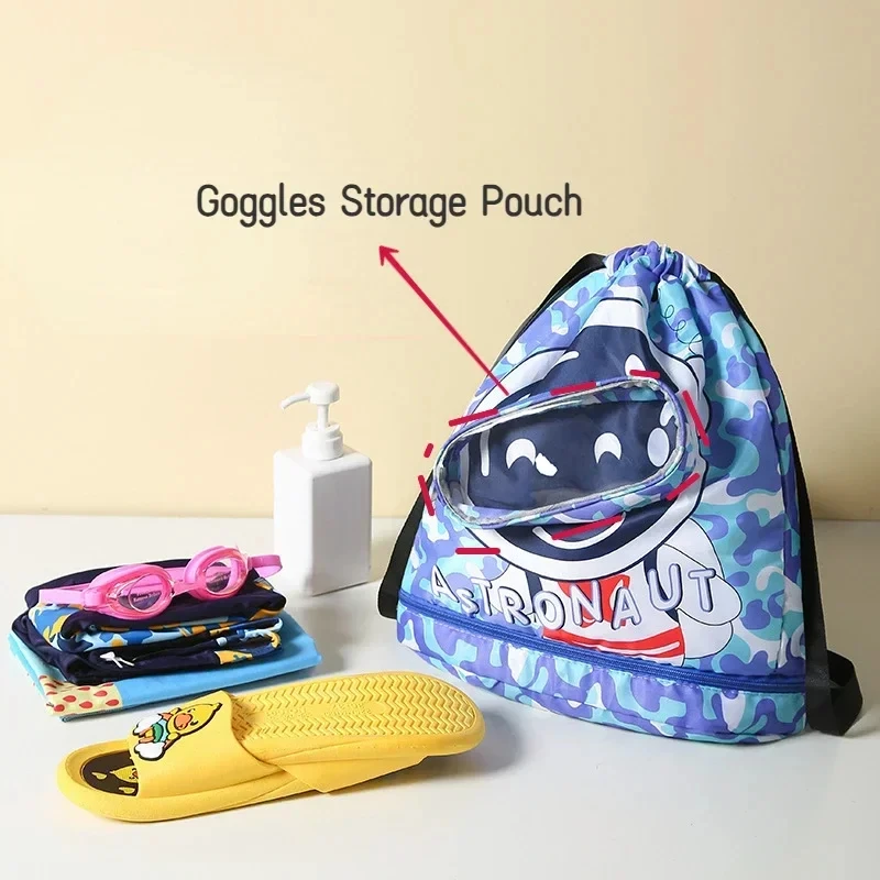 Children\'s Swimming Bag Waterproof Storage Bag Beach Bag Beam Mouth Backpack Dry  Wet Separation Washing Bag