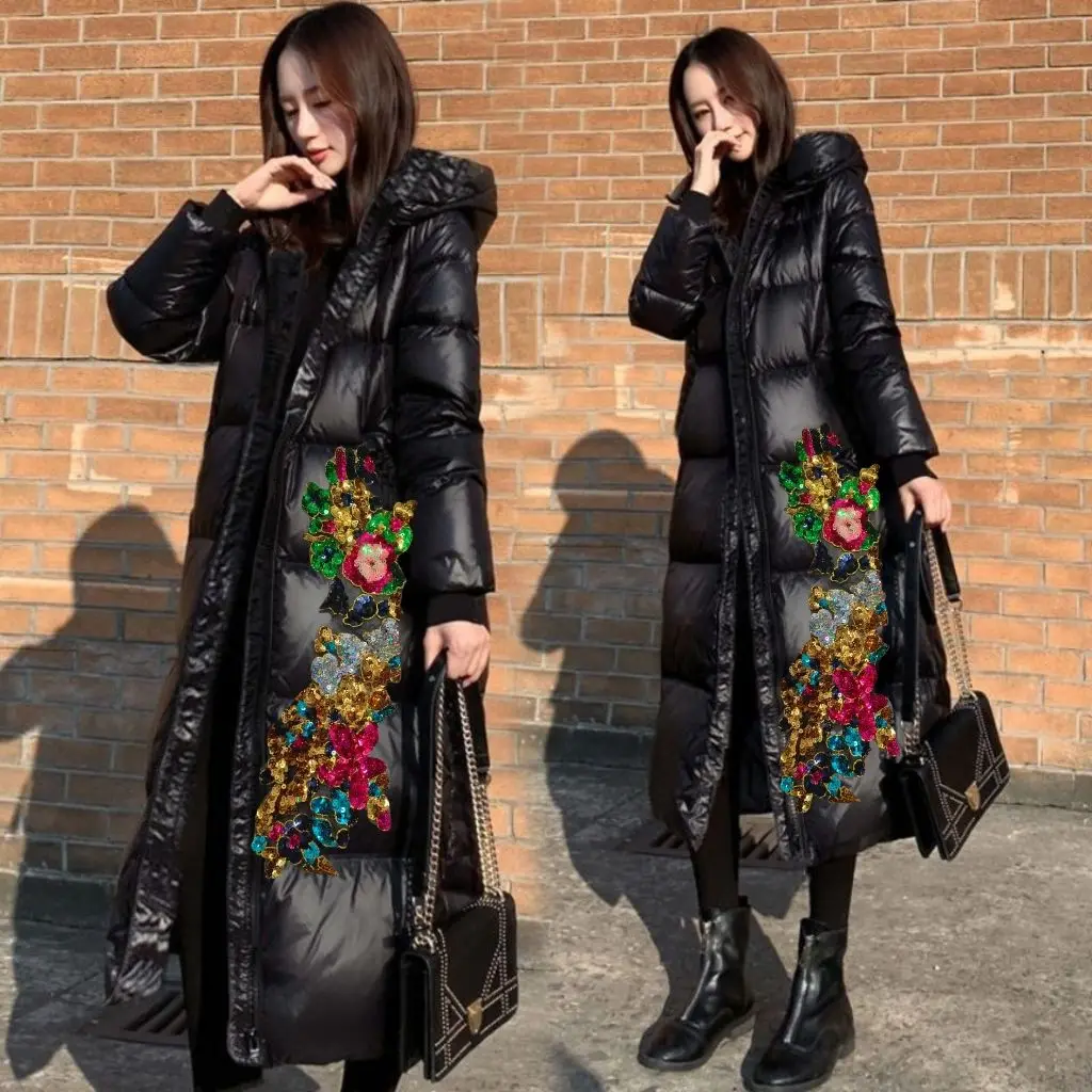 

Новая зимняя женская утепленная пуховая куртка больших размеров, модная приталенная модель средней длины до колена, на молнии