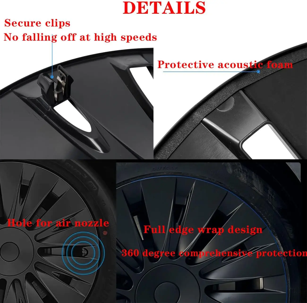 4PCS 19-Inch Wheel Covers For Tesla Model Y 2018-2024 Performance Automobile Replacement Hub Cap Full Rim Cover Accessories