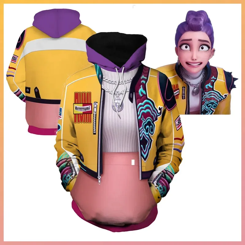 Disfarce de demônio caçador de kpop rumi cosplay roupas com capuz traje dos desenhos animados adulto feminino role play fantasia vestir-se festa mml;47