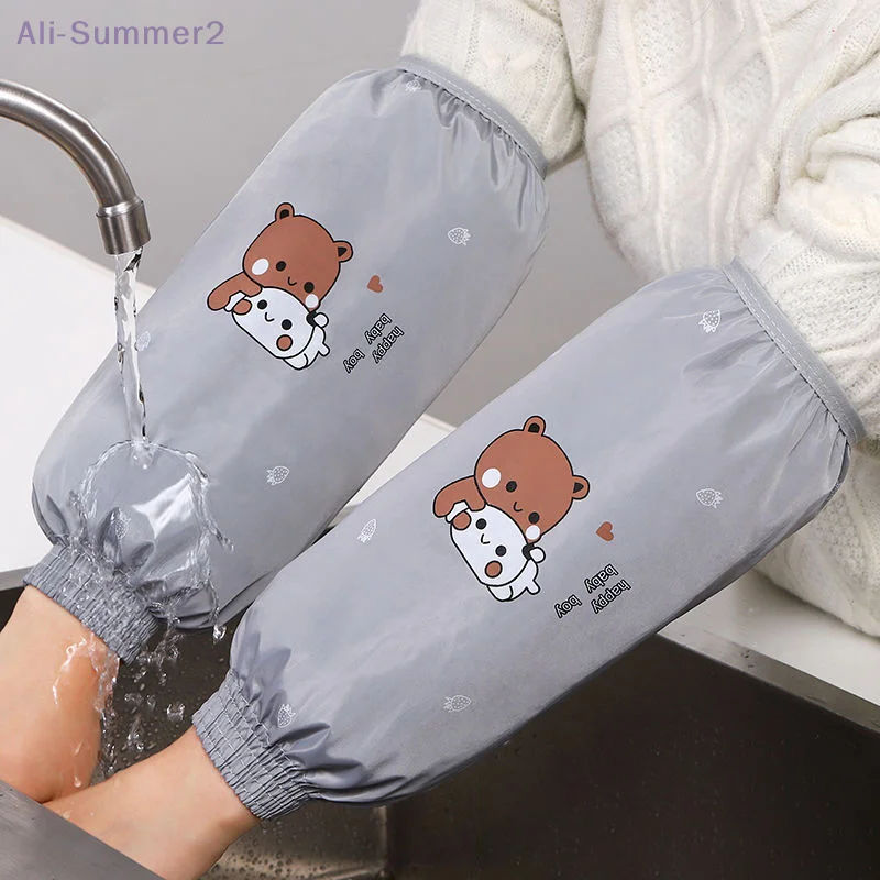 1 زوج من غطاء الأكمام المضاد للحشف مقاوم للماء نمط الكرتون القذرة مقاومة واقية الكفة تصميم الأوساخ واقية أكمام اليد #4