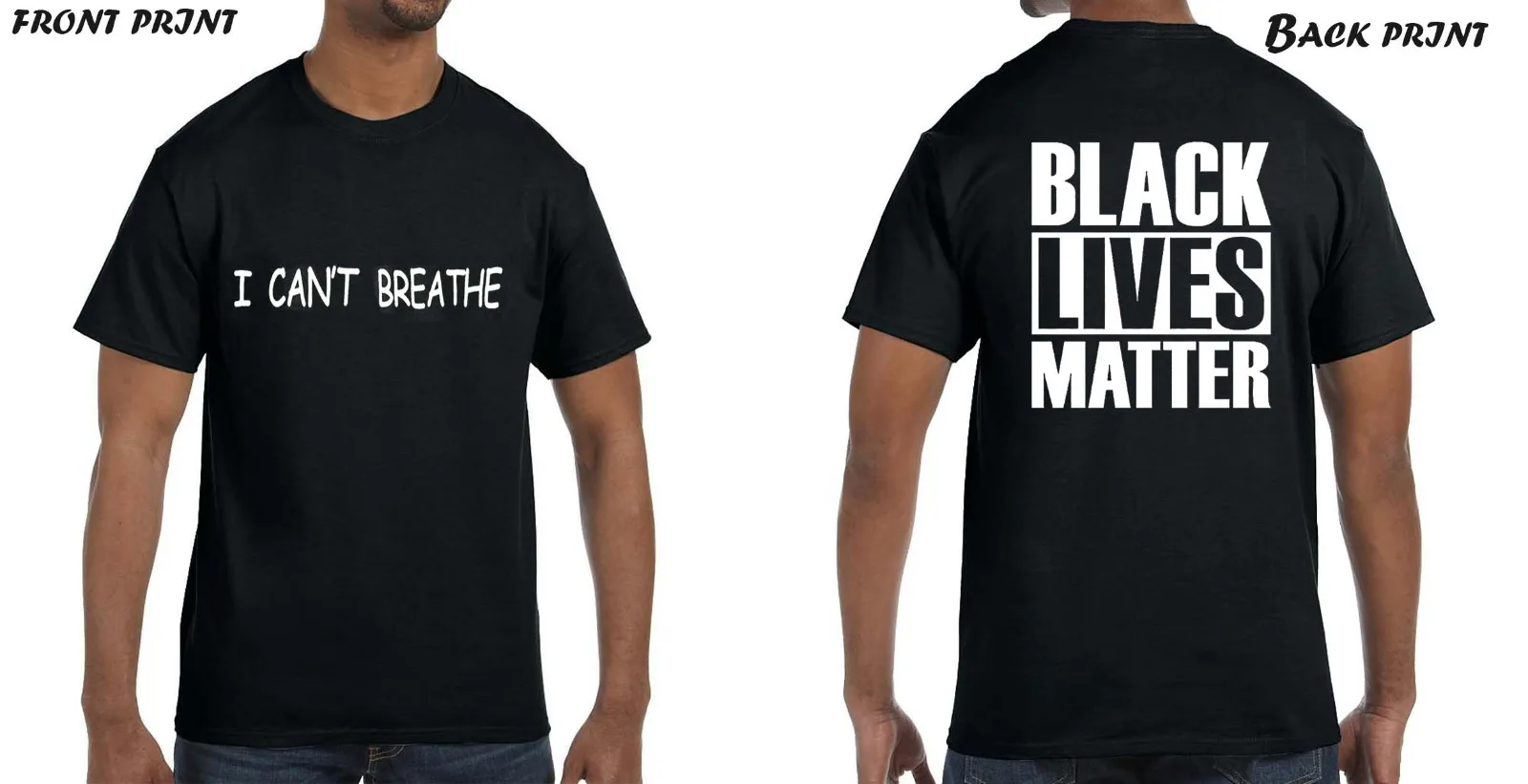 I Can't Breathe Black Lives Matter FRONT BACK PRINT T Shirt Protest BLM