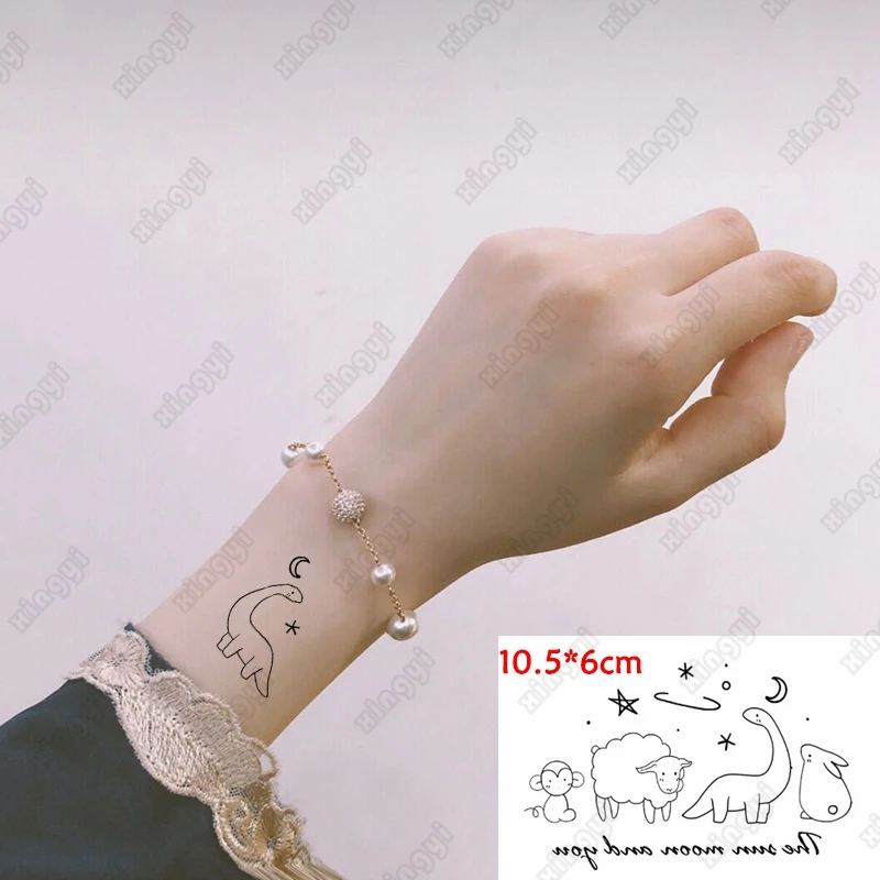 Water Transfer Tattoo Cute Rabbit Monkey Dinosaur Animals Body Art Wrist Waterproof Temporary Fake Tatoo Falsh Tatto Women Kids