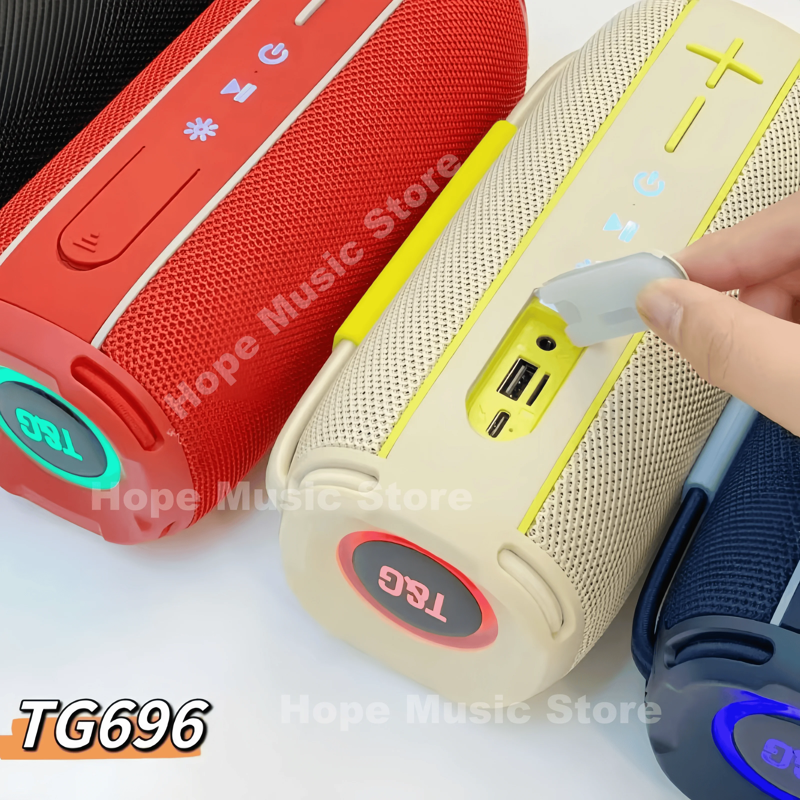 TG696 ลำโพงบลูทูธไร้สายแบบพกพากลางแจ้งลำโพงคู่บลูทูธ 5.3 ซับวูฟเฟอร์ RGB โคมไฟรองรับ FM/การ์ด TF/ดิสก์ USB TWS