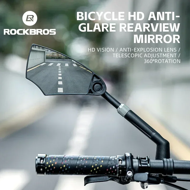 ROCKBROS Bicycle Rearview Mirror Universal Wide-Range 360° Adjustable Mirror For Mountain Road Bike Motorcycle Scooter Safety