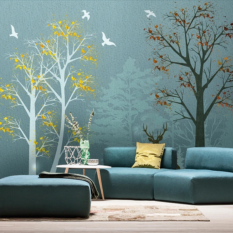 

Custom Mural Wallpaper Northern European Forest Landscape Modern Fresco Living Room Bedroom Study TV Home Decor Papel De Parede