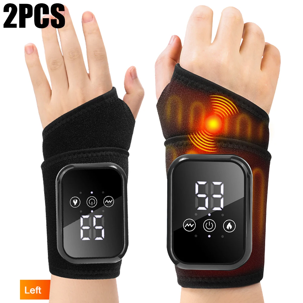 

1/2 шт., электрический массажер для запястья с подогревом, вибрационный браслет с подогревом, массажная обертка для рук, тендинит, туннель запястья, защита запястья