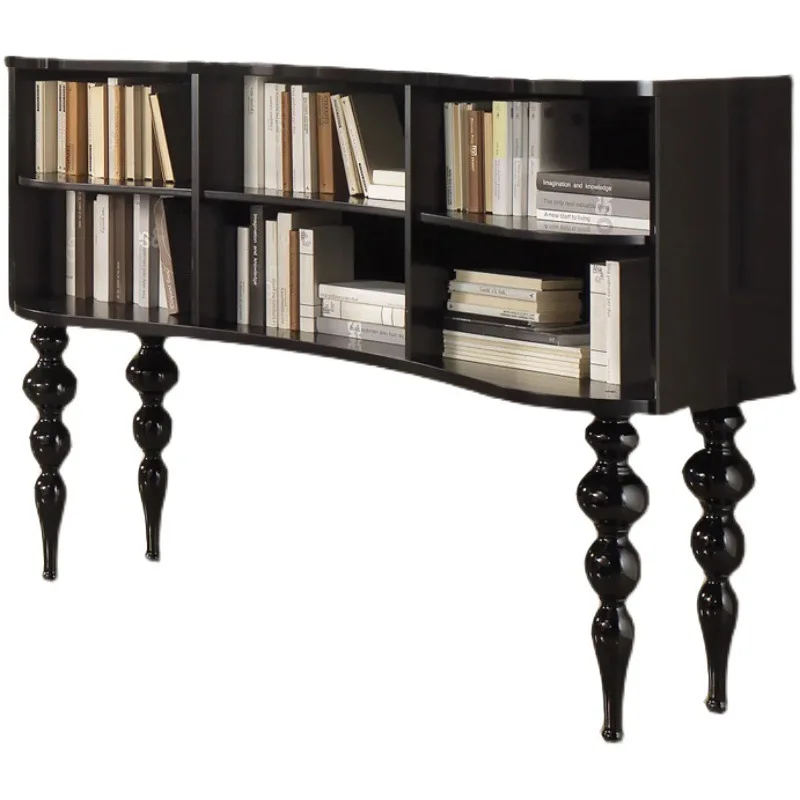American solid wood light luxury two-story bookshelf living room storage shelf bedroom floor-to-ceiling bookcase vintage storage