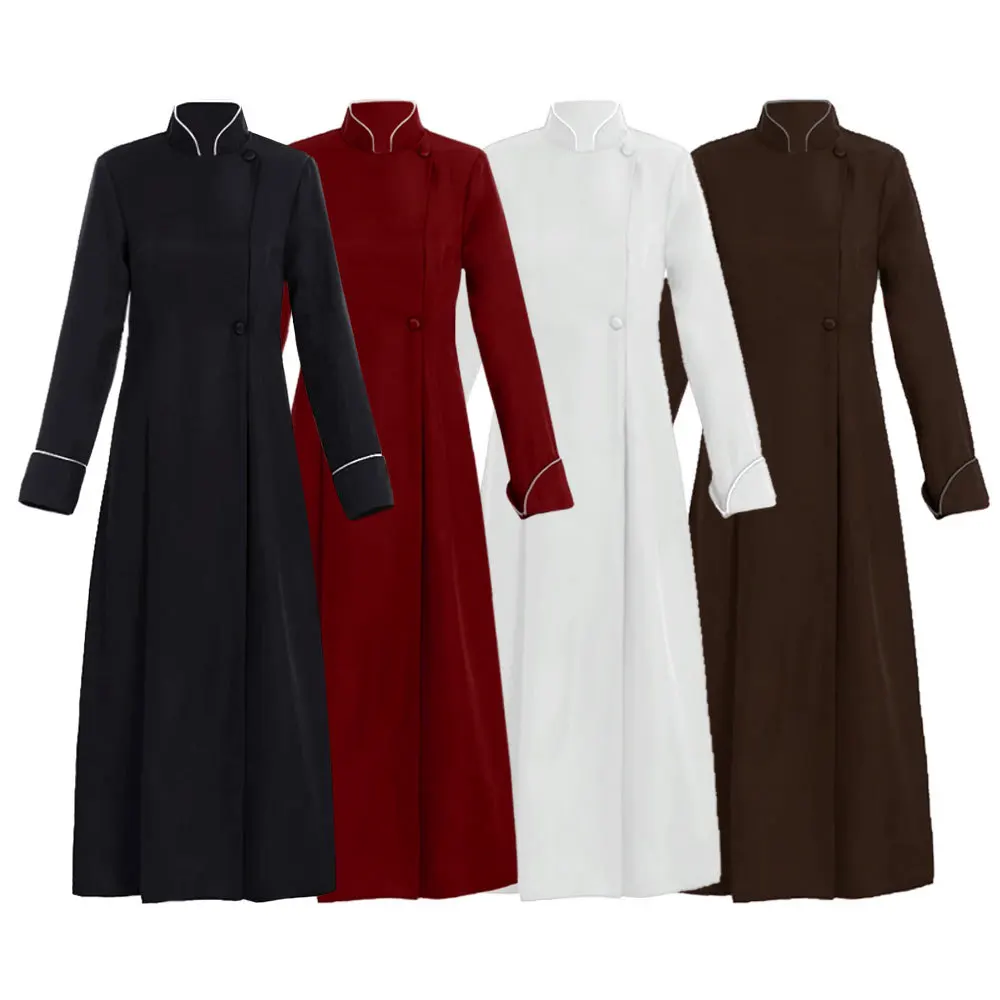 

loween Priest Cosplay Costume Pure Color Performance Outfit Father Role-plang Stage Costume Women's Traditional Wear