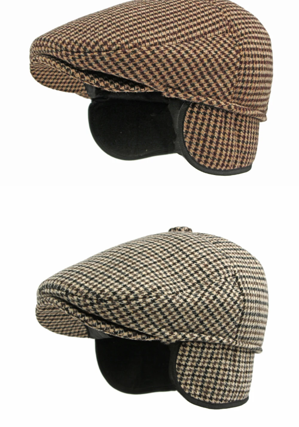 HT5164 Herren- und Damen-Baskenmütze, dicke warme Ohrenklappenmütze, Herbst-Winter-Karo-Ivy-Flatcap, Baskenmütze mit Ohrenklappen für Männer und Frauen. – Detail 13