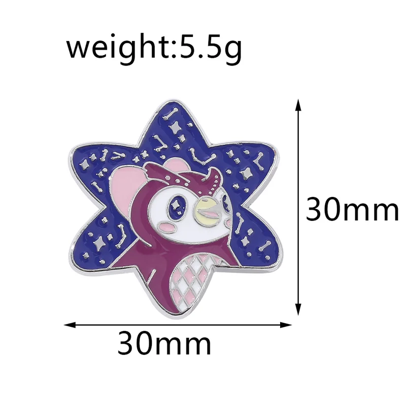 Animal Crossing Starry Night Brooch Owl Metal Badge Ladies Backpack Denim Clothing Metal Enamel Pin Accessories