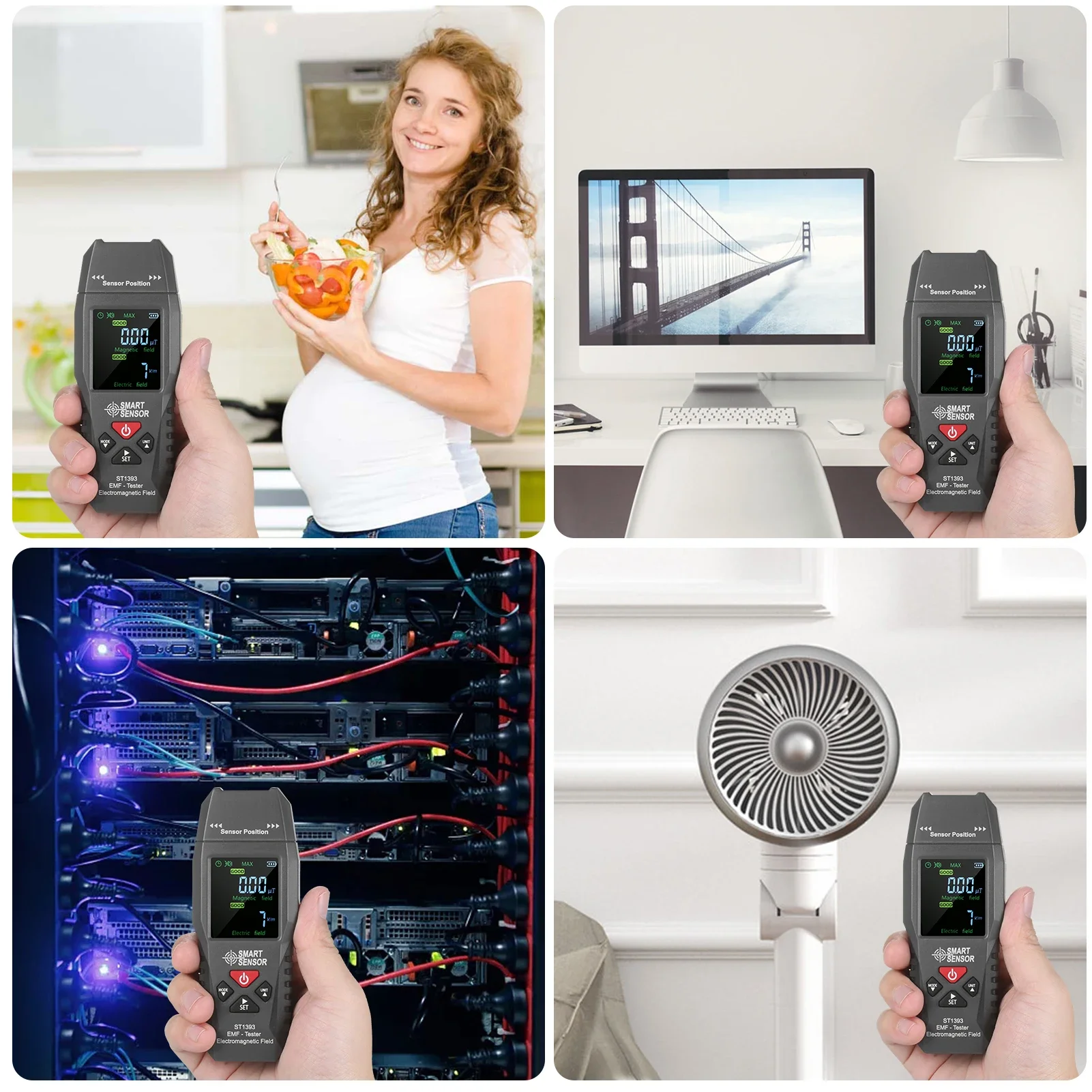 ST1393 Digital Electromagnetic Field Radiation Detector Magnetic Field Electric Field Strength Tester Handheld LCD EMF Meter view 5