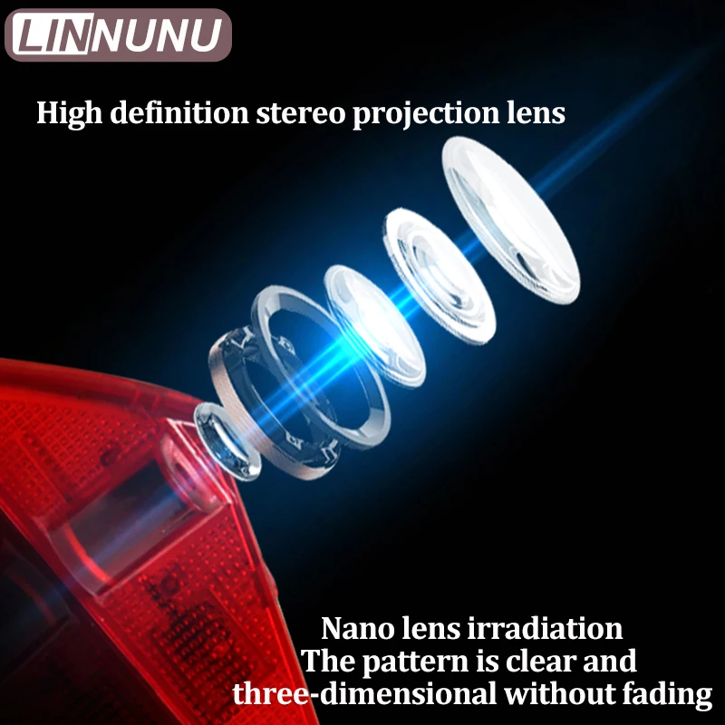 LINNUNU 2pcs Led Car Door Welcome Lights fit for Geely Preface Opening Light Illuminating Ground Warning Projector logo Lamp