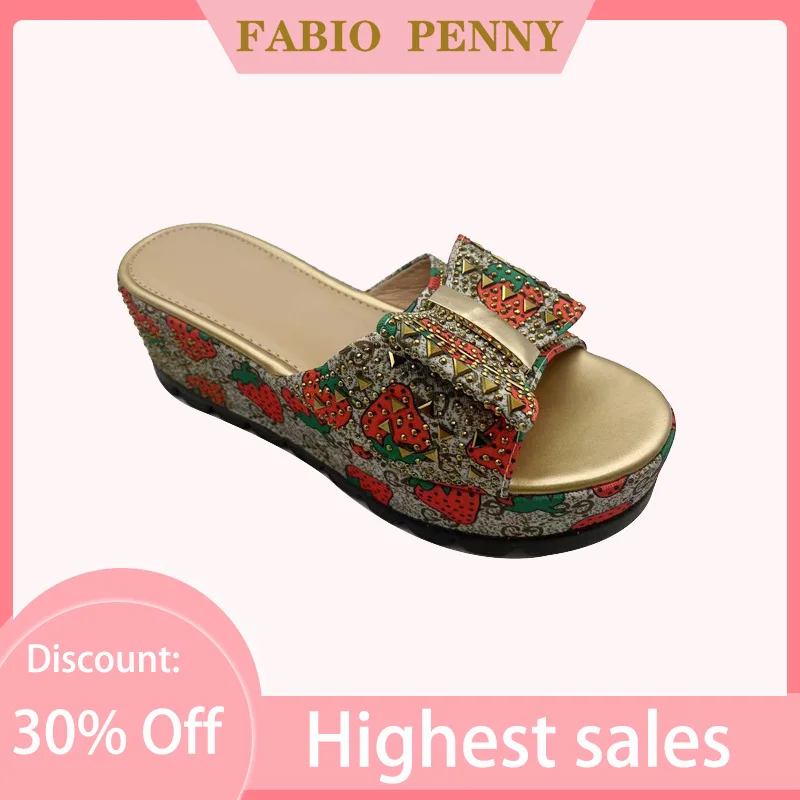 African Mom Fashion party Party Platform slippers with bow design casual lady slippe