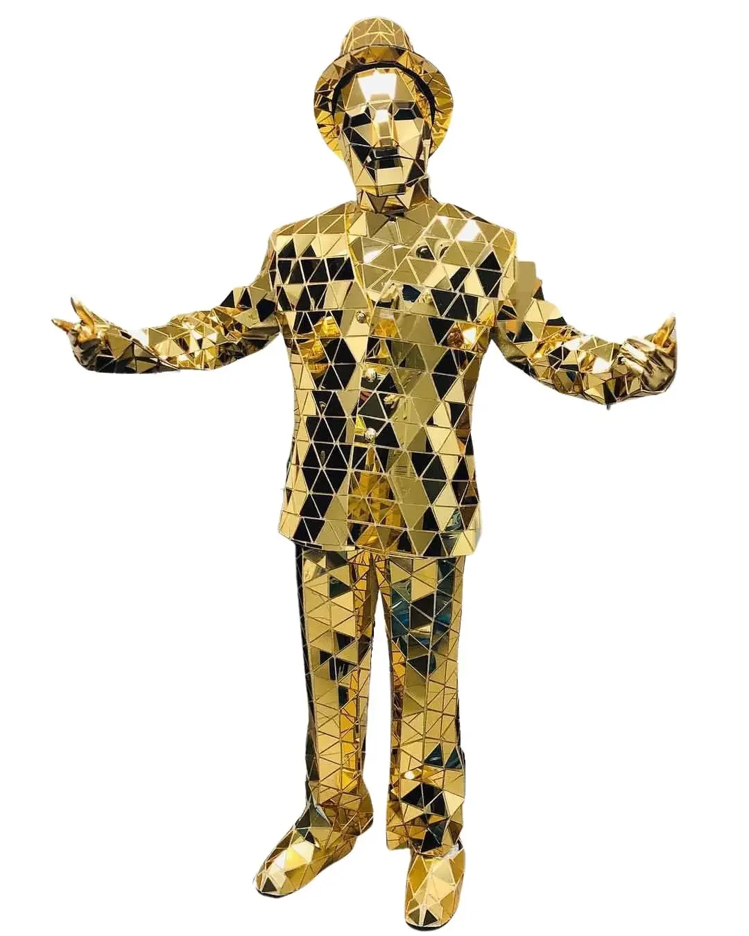 بدلة أداء مرآة مخيطة يدويًا بدلة عرض للرجال فستان المسرح قناع زجاجي للهالوين زي تنكري ملابس عيد الميلاد