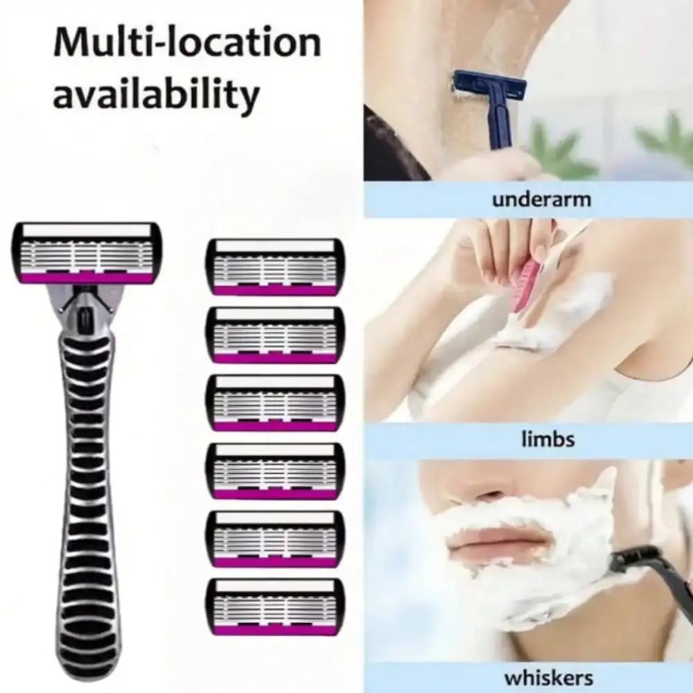 [Set de rasuradora para barba] Con 6 capas, cuchillas clásicas para afeitar, rasuradora para barba, cuchillo para afeitar, rasuradora para eliminar el vello, lavable.