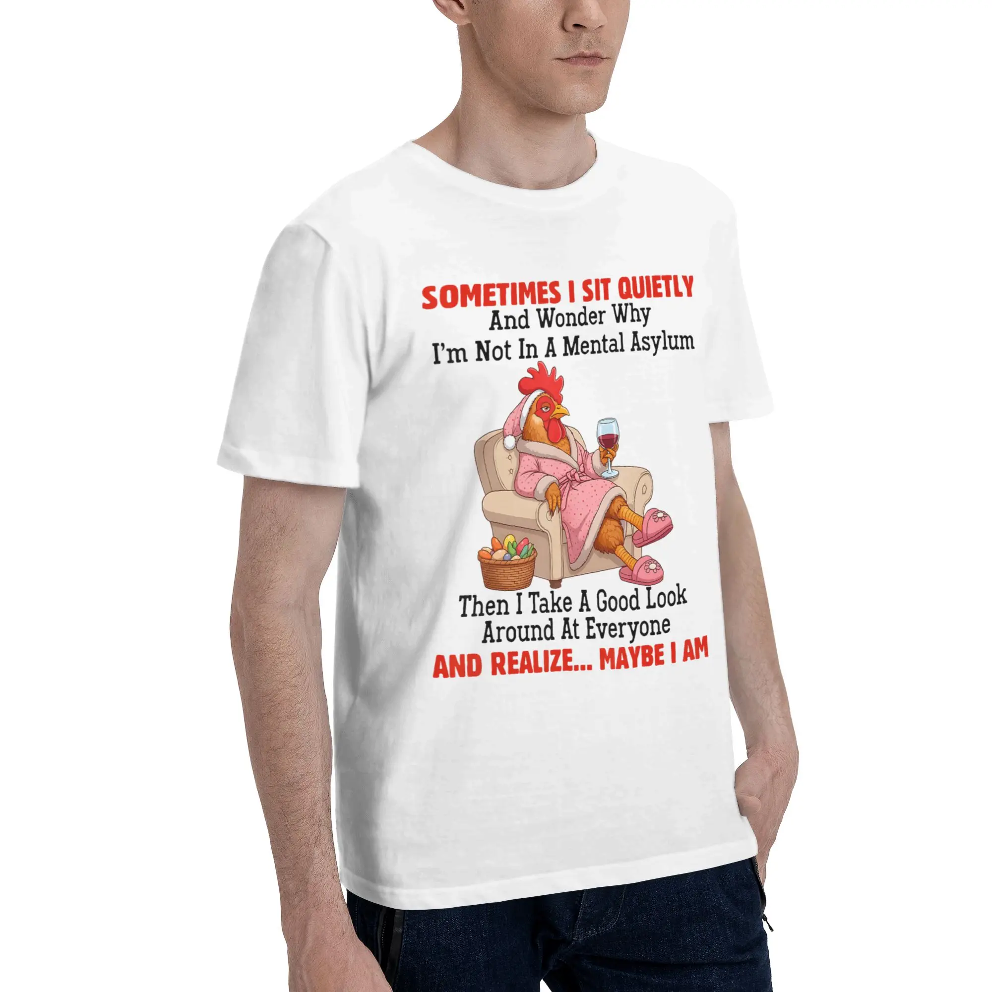 Men Women Print Sometimes I Sit Quietly T Shirt Tee 100% Cotton  T-shirts Clothes