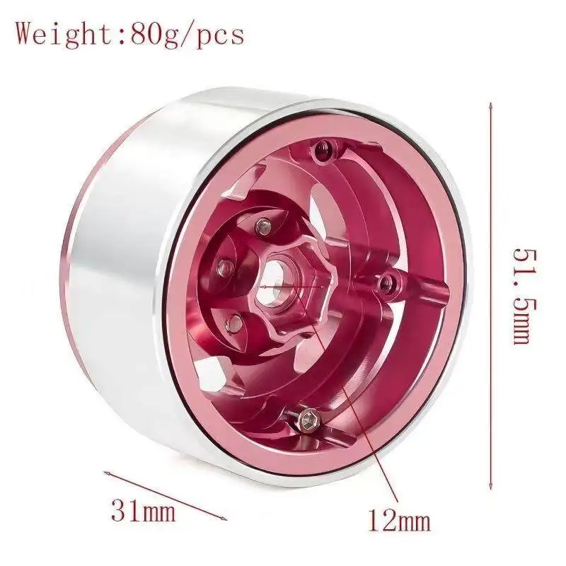 1.9 Inch Five Star Metal Wheel Rim 1/10 Simulated Off Road Crawler Fits SCX10 KM2 TRX4 90046 RC Model Upgrade Spare Components
