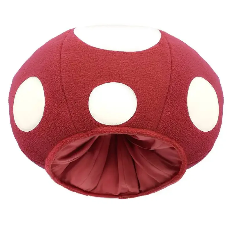 

WENAM милые шапки с грибами для взрослых 14-20 дюймов, кепка с грибами для косплея, аксессуары для Хэллоуина, белая пятнистая плюшевая шапка с грибами