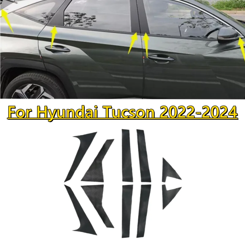 

Carbon Fiber Door Window Pillar Post Cover Sticker For Hyundai Tucson 2022-2024