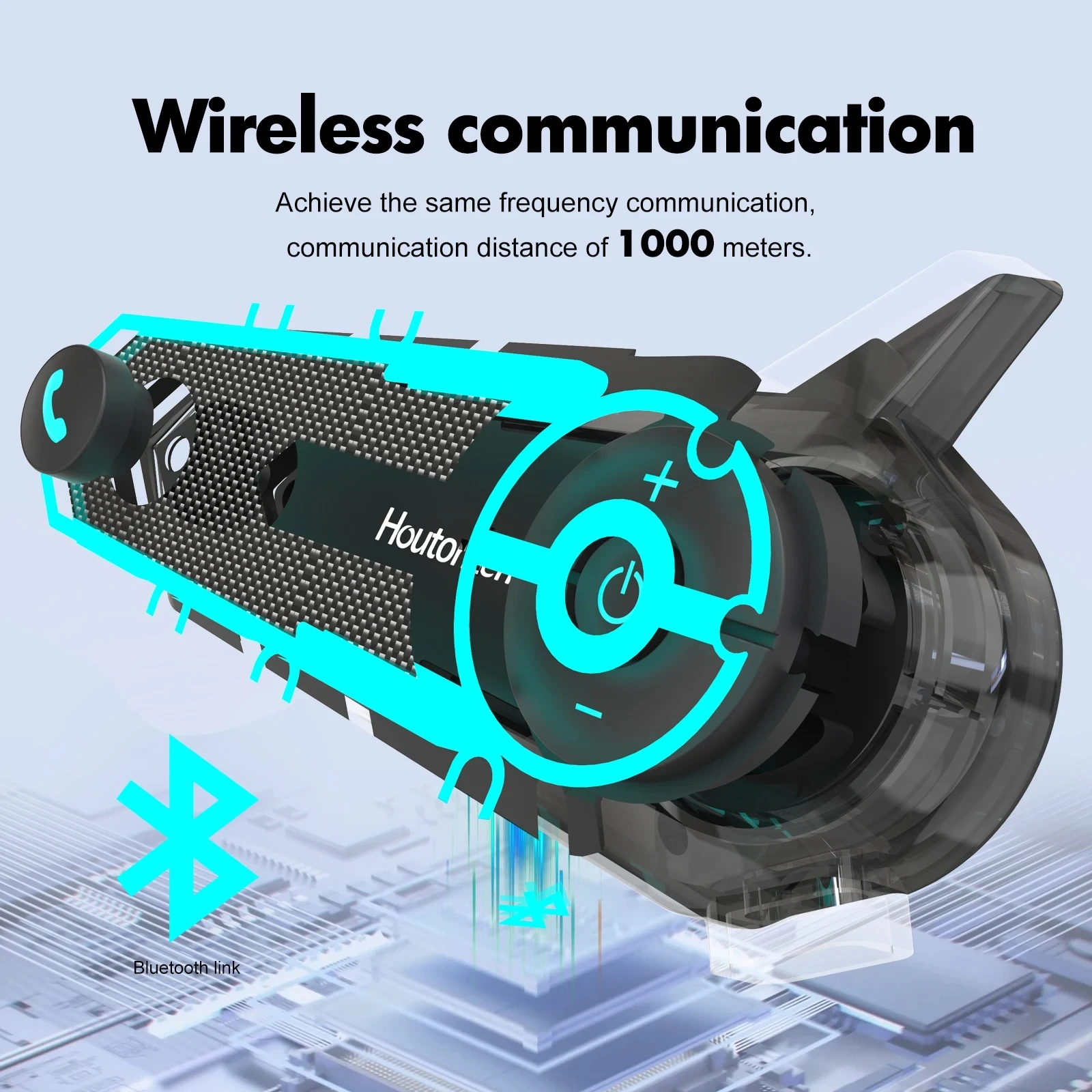 Houtonsen S6 Motorcycle Helmet Headset RGB 3 Color Ambient Light Waterproof Walkie-talkie Bluetooth Music Player Hands-free Call
