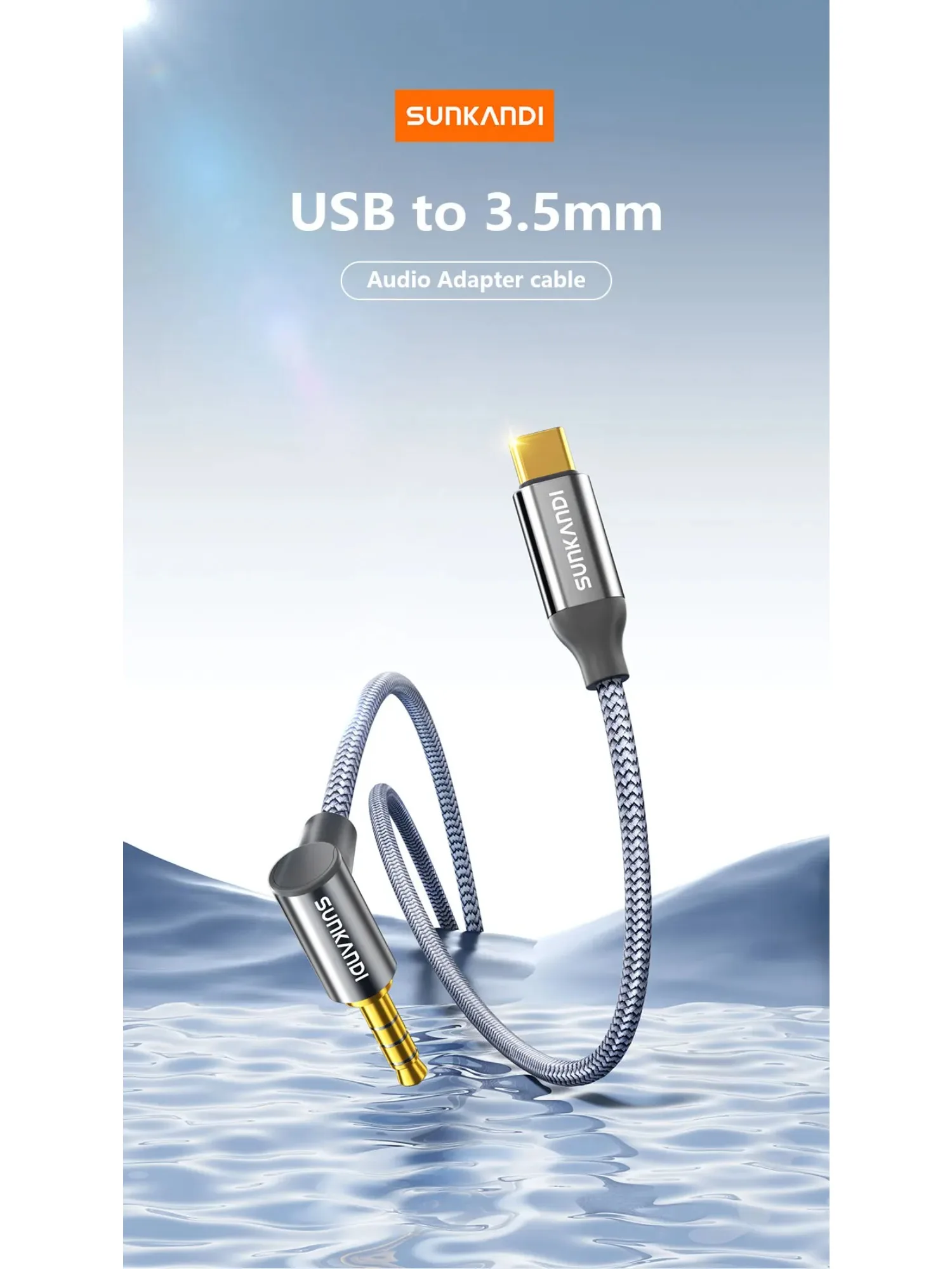 SUNKANDI Câble pour casque USB C vers 3,5 mm, câble USB-C vers casque 90 degrés pour iPhone 16/15/Plus/Pro/Pro Max, iPad/Pro/Air