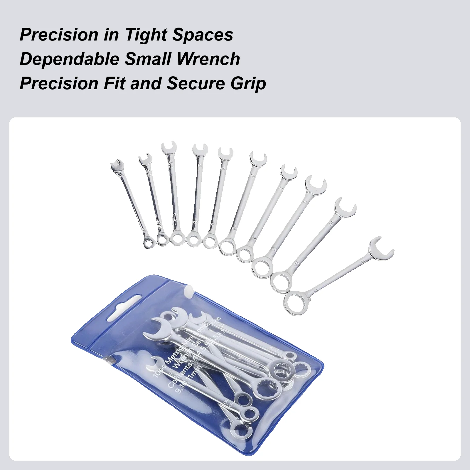 

Набор небольших гаечных ключей, 10 предметов, сверхмощный ремонтный инструмент, маленький гаечный ключ 4–11 мм для профессионалов, техников, строительства, обслуживания