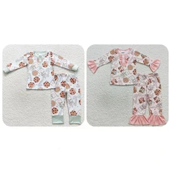 Wholesale Christmas Pajamas Children Sleepwear Shirt Cookie Milk Candy Canes Set Matching Boy Girl Kid Pants Toddler Pink Outfit