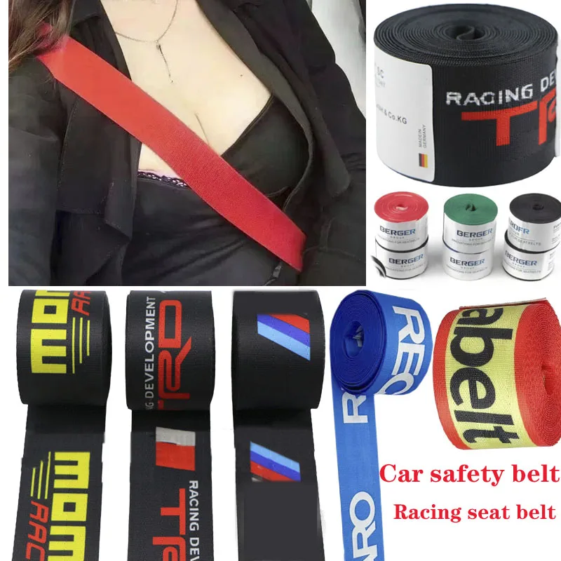 2pc universal car seat belt protector 3.6M racing polyester seat retractable Nylon safety strap harnescar accessories interior