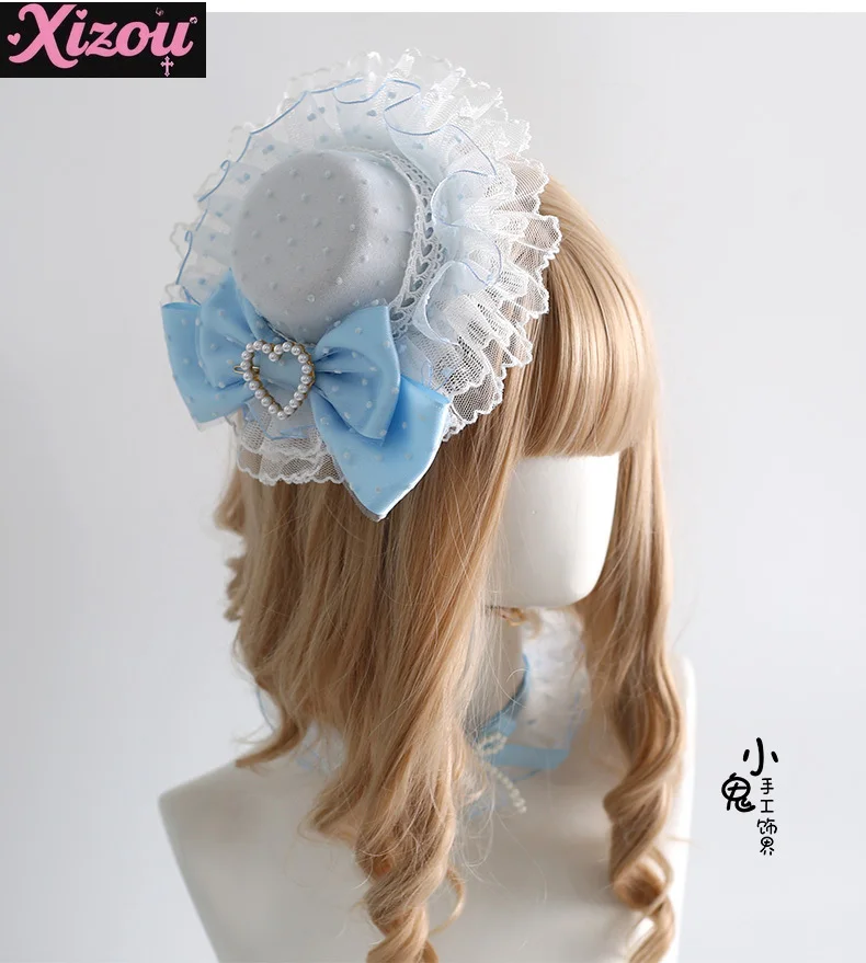 Japanse originele Lolita haaraccessoires blauwe Showa Cross Lover Doll handgemaakte hoge hoed hoofdband hand mouw hoofdband voor vrouwen