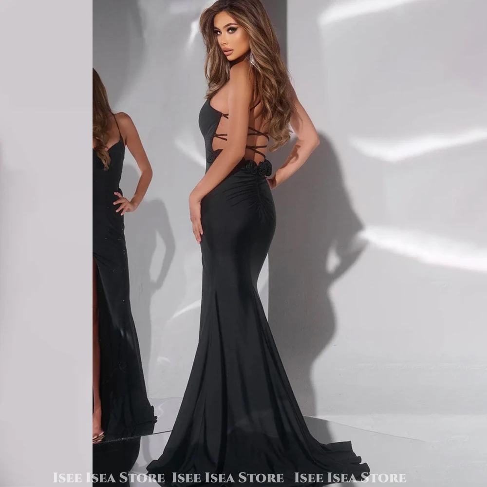 Abiti da sera 2025 Spacco alto Sexy Indietro Senza maniche Fiore 3D A-Line فسات ГрэйmaveraSirena Party Club Dress Personalizzato