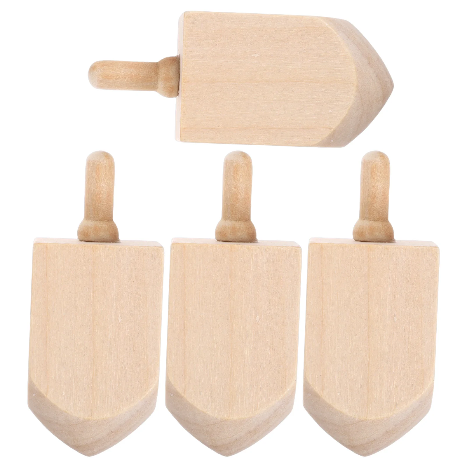 

4Pcs Wooden Hanukkah Dreidel Unfinished Wood Spinning Tops Decorative Gyro for Festival Game DIY Craft Supplies Chanukah Party