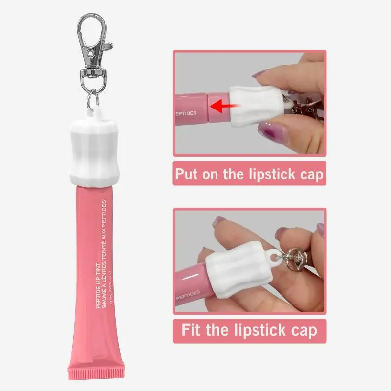 Pendant Makeup Tool Accessories Portable Lip Gloss Keychain Caps Silicone Lid Holder Keyring Pendant For Lip Balm Bag