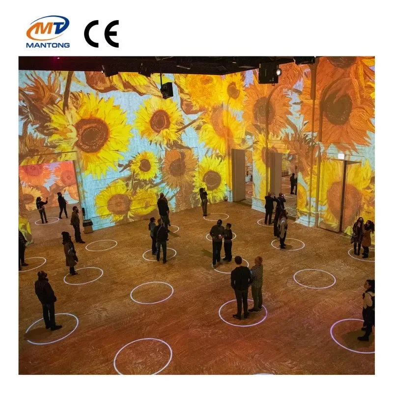 High-resolution equipment virtual environment immersive cave projection indoor system