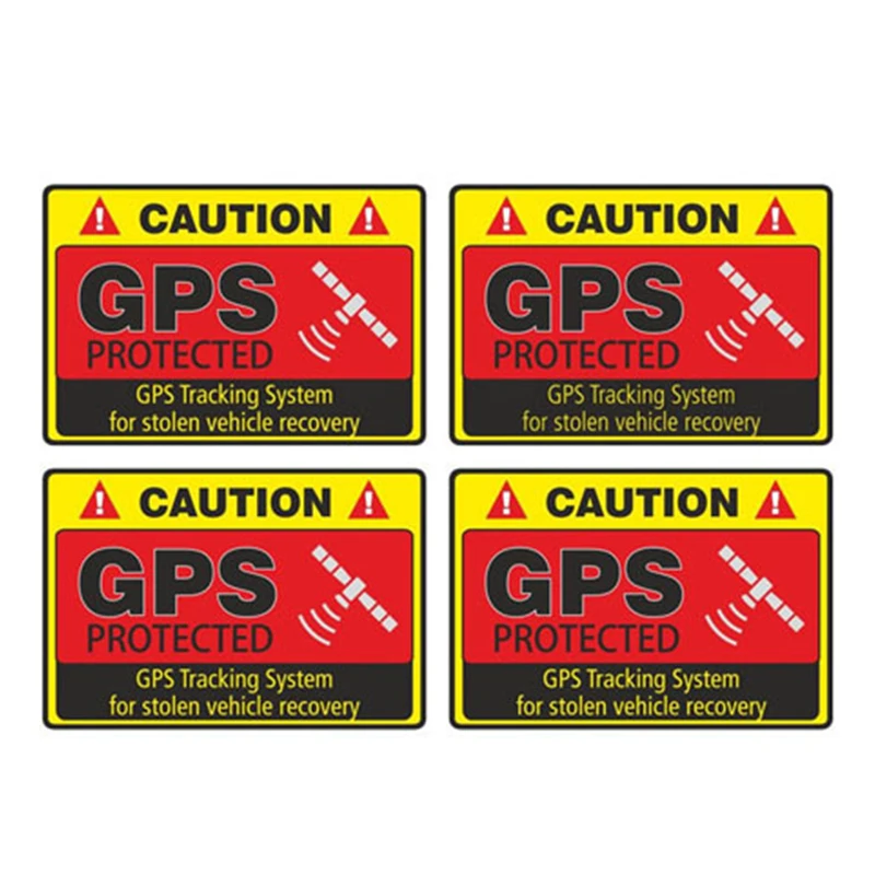 4Pcs/Set CAUTION GPS PROTECTED Alarm Sticker Reflective Bicycle Warning Stickers PVC Alarm Decal for Bicycle Motorcycle Auto RV