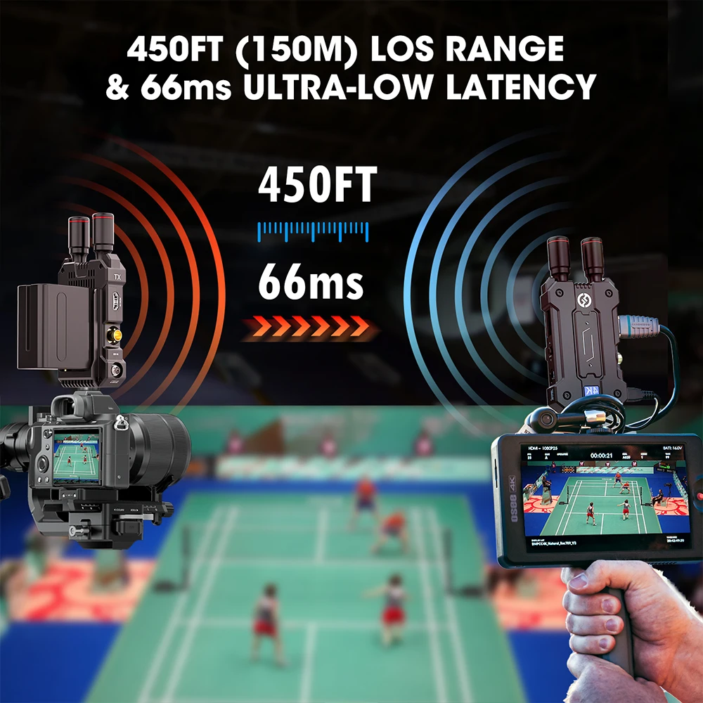 نظام نقل الفيديو Hollyland Mars 4k مع الكمون SDI 0.06s 450ft لمصور الفيديو مقابل 400s pro atom 500