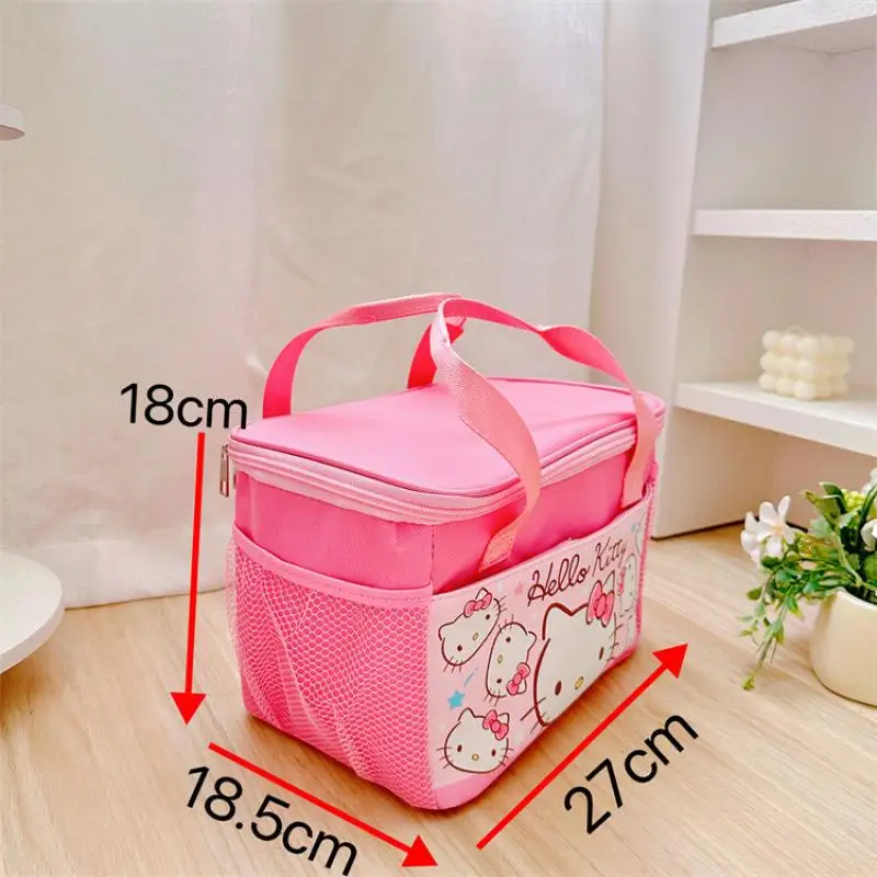 Cartoon Hello Kitty Sanrio Lunch Box Bag Kuromi My Melody Cinnamoroll Kawaii Portable Student Large Capacity Insulated Bento Bag