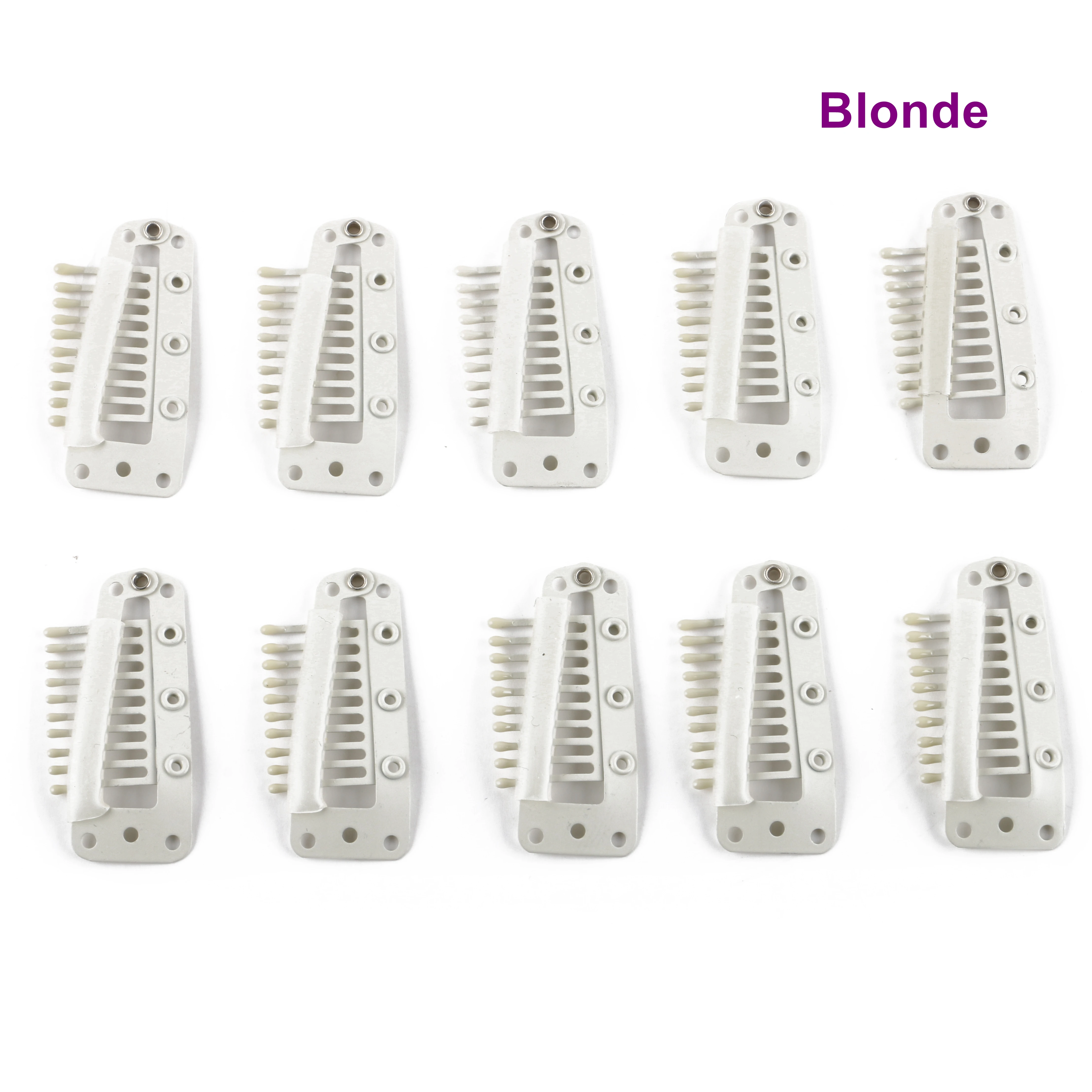 100 unids/lote 3,8 cm 10 dientes Clips de extensión de cabello de acero inoxidable Clips de presión de silicona con 6 colores disponibles