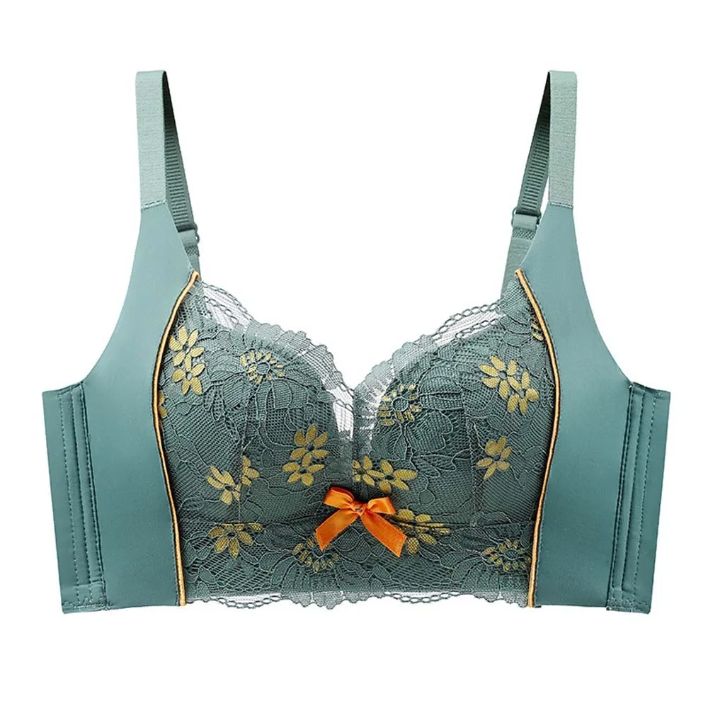 

Gathered Breasts Wireless Deep V Bra Shockproof Anti-sagging Push Up Underwear Adjustable Lingerie Seamless Lace Bras Girls