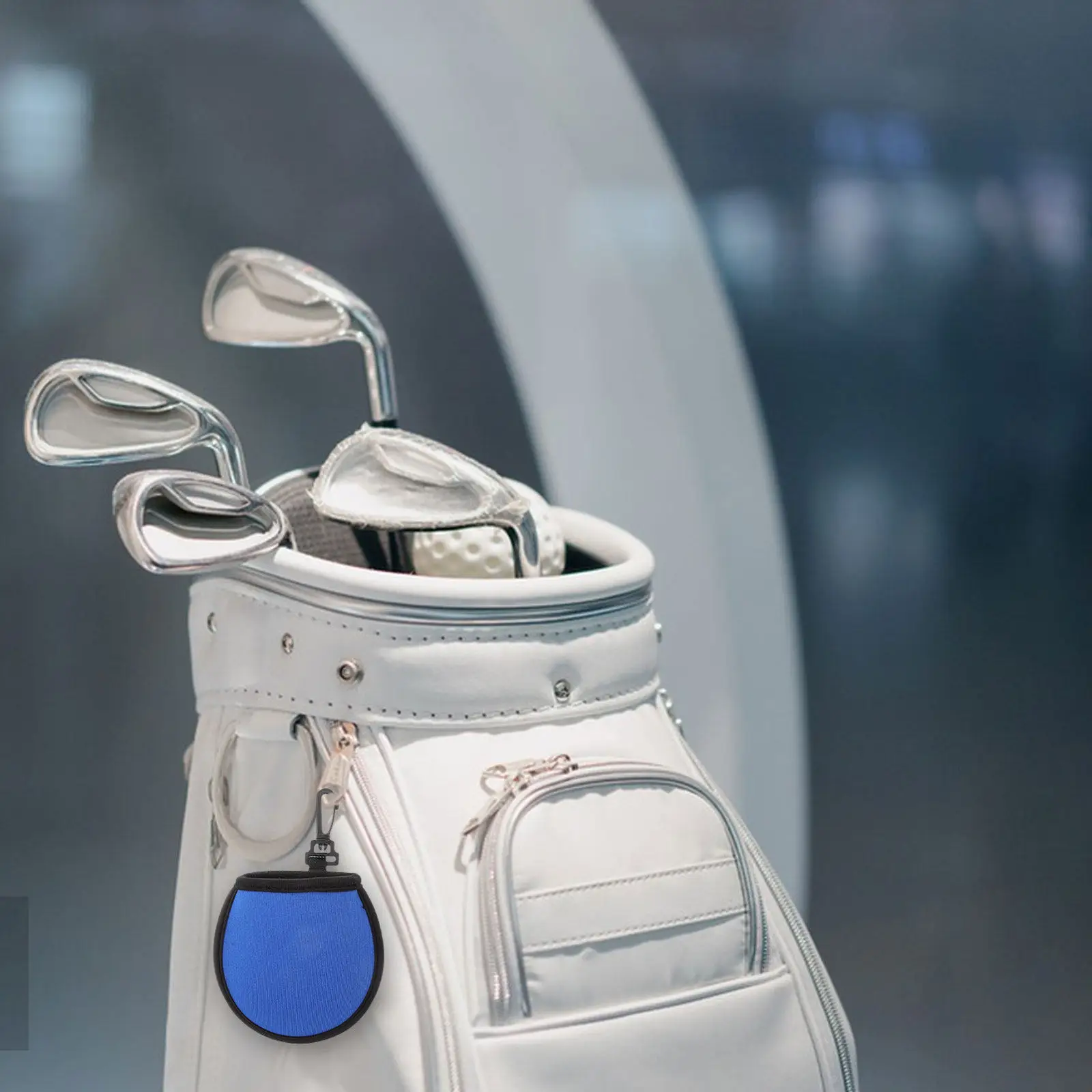Heavy Duty Neoprene Golf Ball Pouch Hook on Design Soft Lined Interior for Scratch Free Storage and on Course Cleaning Use