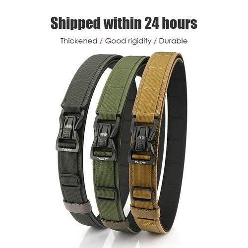 Imagen 2 del producto VATLTY Nuevo cinturón de pantalón rígido para hombre hebilla de metal cinturón táctico militar de liberación rápida cinturón casual de nailon grueso faja masculina